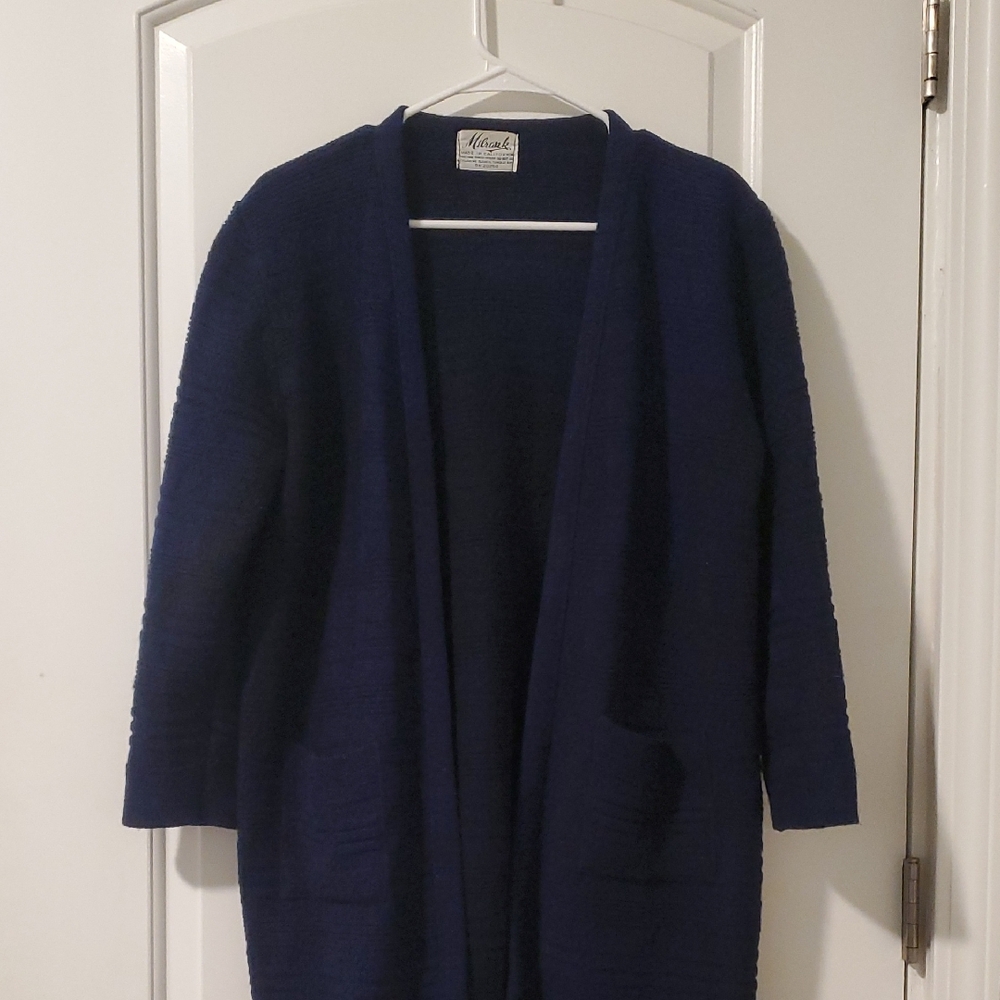 Chico's Blue Cardigan Sweater Open Front Long Knit